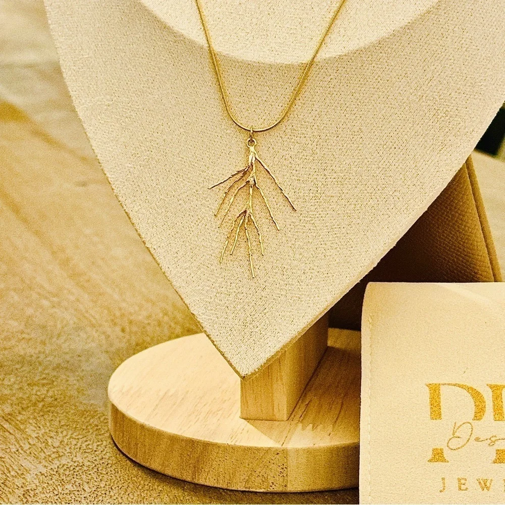 Elegant 24k Gold Gilded‎ Branch Necklace by PH Design Jewelry
